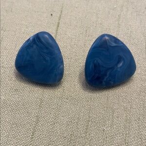 Blue Swirled Triangle Stud Earrings
